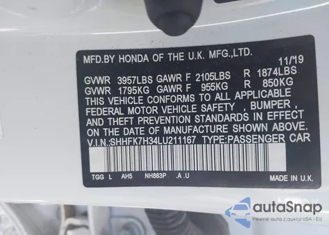 2020 Honda Civic Lx from USA, damaged, VIN SHHFK7H34LU211167